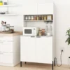 Küchenschrank mit Ladestation 164 cm hoher Weinschrank mit Weinglashalter Buffet-Sideboard Weiß
