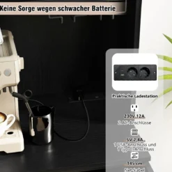 Küchenschrank mit Ladestation 164 cm hoher Weinschrank mit Weinglashalter Buffet-Sideboard Schwarz