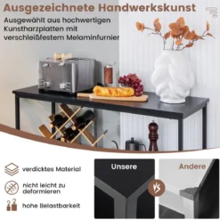 Küchenschrank mit Metallrahmen & Offenem Regal & 3 Fächern Sideboard 110 x 42,5 x 88 cm Schwarz