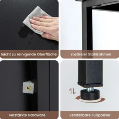 Küchenschrank mit Metallrahmen & Offenem Regal & 3 Fächern Sideboard 110 x 42,5 x 88 cm Schwarz