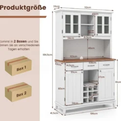 Küchenschrank mit 3 Schubladen & Weinregal & Offenen Regalen & Arbeitsplatte
