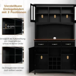 Küchenschrank mit 3 Schubladen & Weinregal & Offenen Regalen & Arbeitsplatte