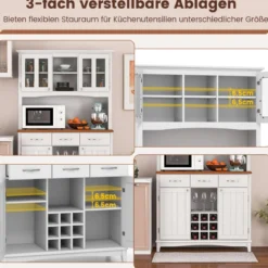 Küchenschrank mit 3 Schubladen & Weinregal & Offenen Regalen & Arbeitsplatte