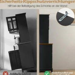 Küchenschrank mit 3 Schubladen & Weinregal & Offenen Regalen & Arbeitsplatte