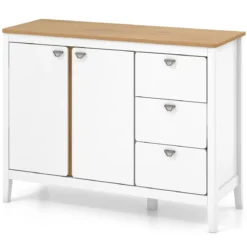 Küchenschrank mit 2 Türen & 3 Schubladen Holz Sideboard Buffetschrank 106 x 40 x 80 cm