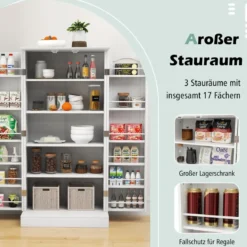 Küchenschrank mit 2 Türen & 6 Verstellbaren Einlegeböden Vorratsschrank 60 x 40 x 120,5 cm