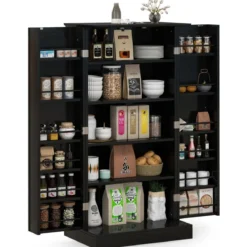Küchenschrank mit 2 Türen & 6 Verstellbaren Einlegeböden Vorratsschrank 60 x 40 x 120,5 cm