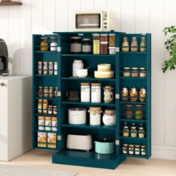 Küchenschrank mit 2 Türen & 6 Verstellbaren Einlegeböden Vorratsschrank 60 x 40 x 120,5 cm