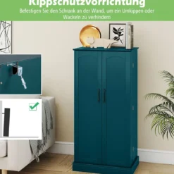 Küchenschrank mit 2 Türen & 6 Verstellbaren Einlegeböden Vorratsschrank 60 x 40 x 120,5 cm