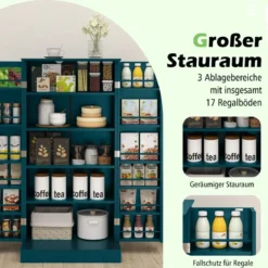 Küchenschrank mit 2 Türen & 6 Verstellbaren Einlegeböden Vorratsschrank 60 x 40 x 120,5 cm