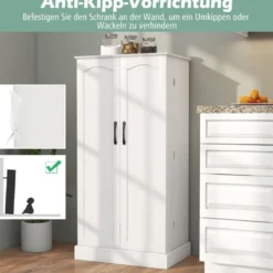 Küchenschrank mit 2 Türen & 6 Verstellbaren Einlegeböden Vorratsschrank 60 x 40 x 120,5 cm