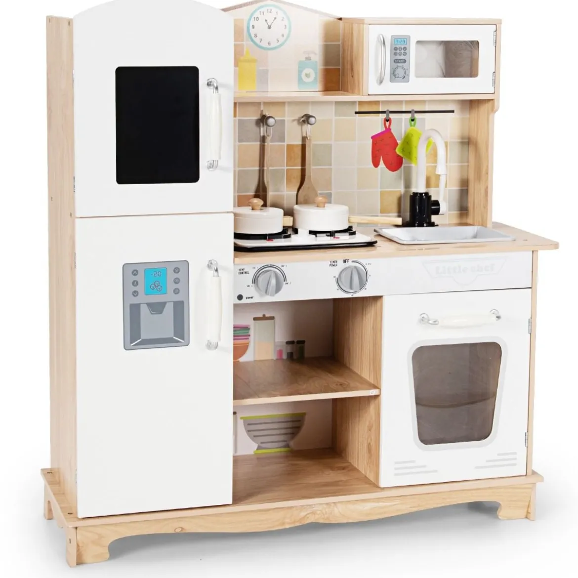 Küchen-Spielset für Kinder Kinderküche aus Holz 81 x 29 x 88,5 cm Weiß + Natur