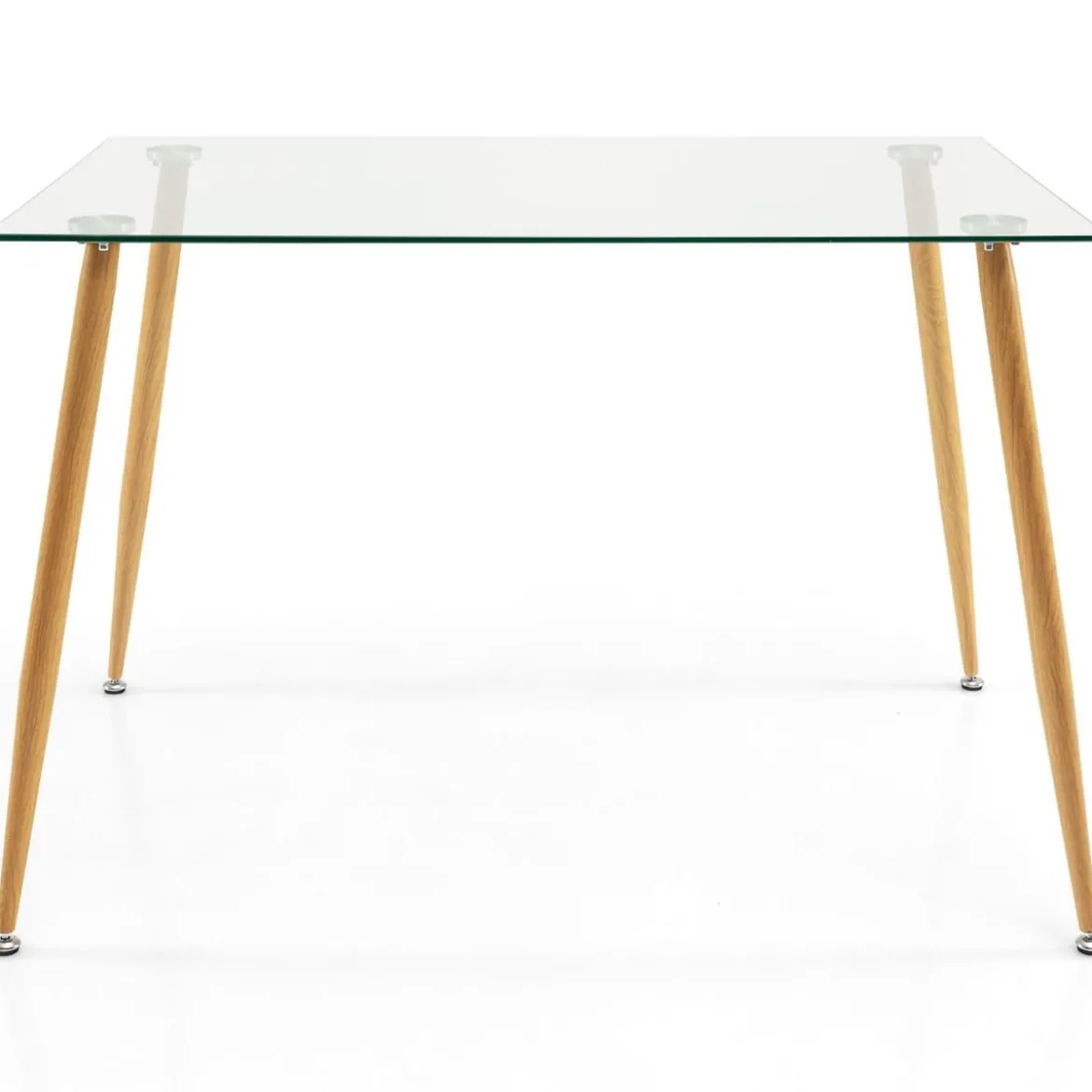Küchentisch Moderner Esstisch mit Tischplatte aus Glas 110 x 70 x 75 cm Transparent + Natürlich