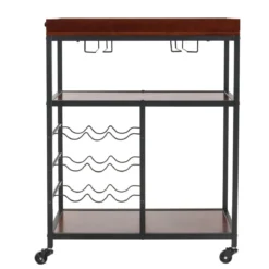 Küchenwagen 3 Ablagen Servierwagen Küchenrollwagen mit Universalrädern Holz Braun 71 x 45 x 93 cm
