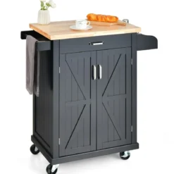 Küchenwagen auf Rollen Bewegliche Kücheninsel 89 x 45 x 96 cm Schwarz