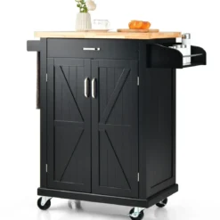 Küchenwagen auf Rollen Bewegliche Kücheninsel 89 x 45 x 96 cm Schwarz