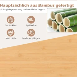 Küchenwagen aus Holz und Bambus Küchenschrank mit Rollen Rollwagen mit Schublade 104 x 40 x 89 cm Natur