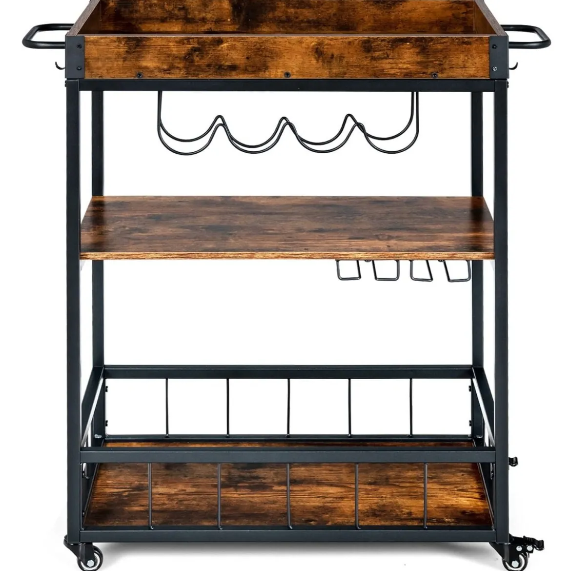 Küchenwagen Küchenwagen auf Rädern Barwagen mit Abnehmbarem Oberen Tablett 56 x 40,5 x 89 cm