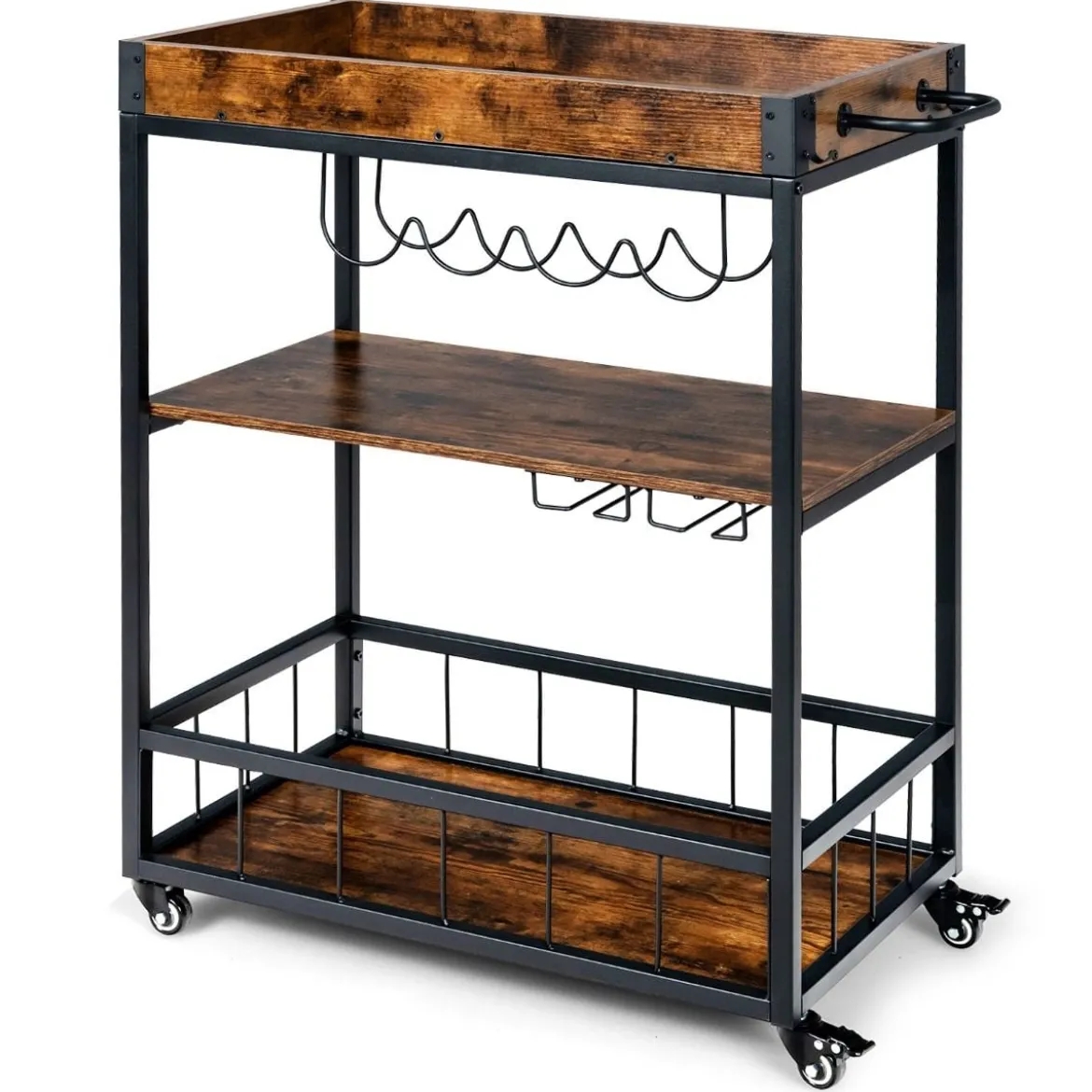 Küchenwagen Küchenwagen auf Rädern Barwagen mit Abnehmbarem Oberen Tablett 56 x 40,5 x 89 cm