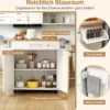 Küchenwagen mit Arbeitsplatte rollbare Kücheninsel mit Schublade & verstellbarem Regal Servierwagen Natur + Weiß