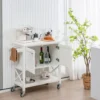 Küchenwagen mit Schrank & Ablage & Handtuchhalter & Gewürzregal Servierwagen Weiß