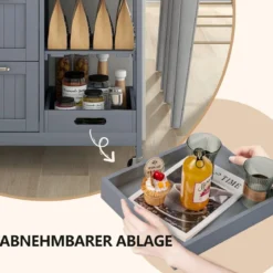 Küchenwagen mit Tablett & Regalen & 3 Großen Schubladen Rollbarer Küchenschrank