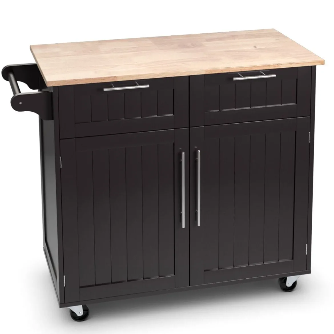 Küchenwagen Rollender Servierwagen mit Schubladen und Schränken 94 x 45,5 x 94,5 cm Kaffee