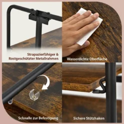 Küchenwagen 3-Stöckiger Zusammenklappbarer Rollwagen 66 x 40 x 100 cm Rustikales Braun