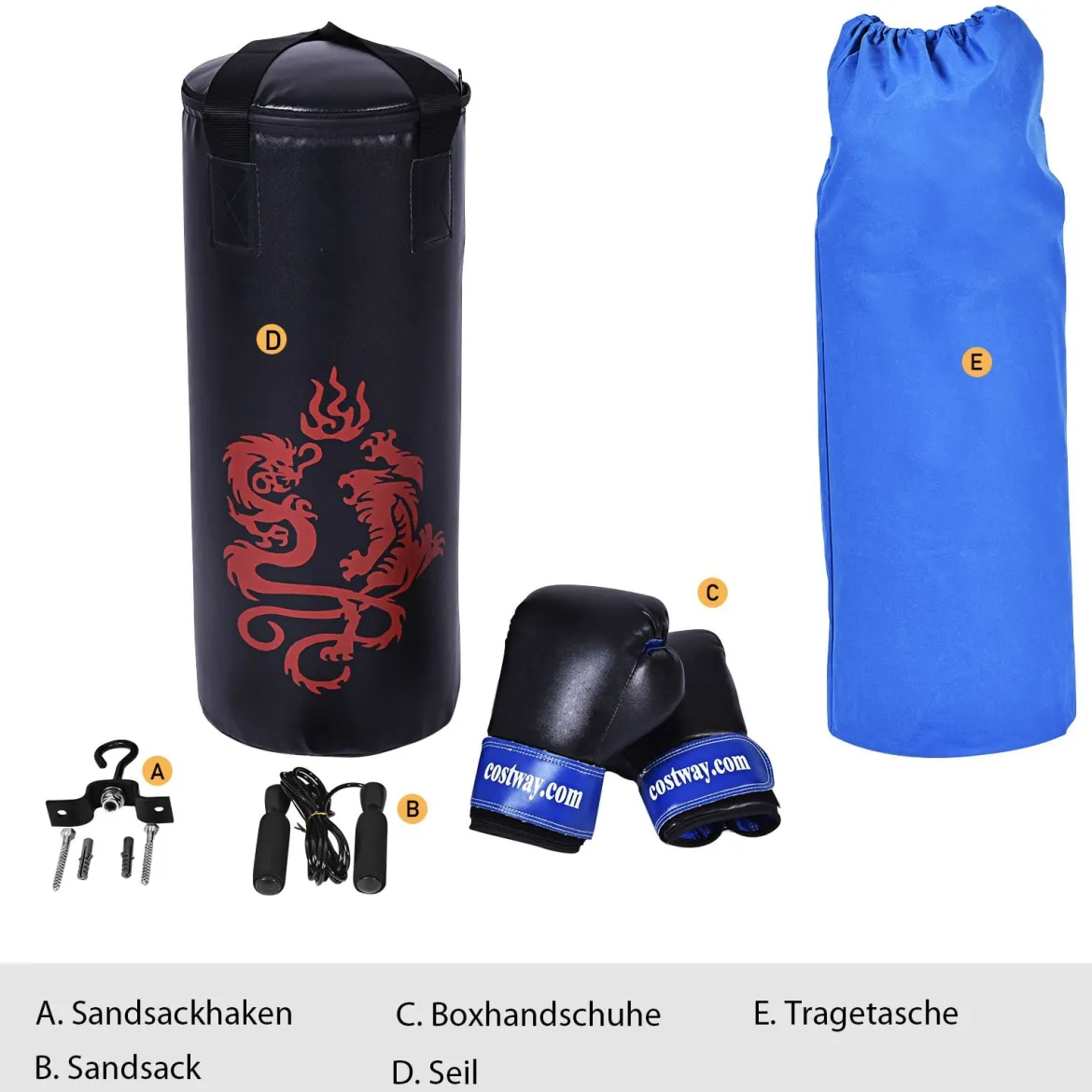 10KG Boxsack-Set mit 8oz Boxhandschuhen Kinder Punchingsack Punching Bag Boxing Bag