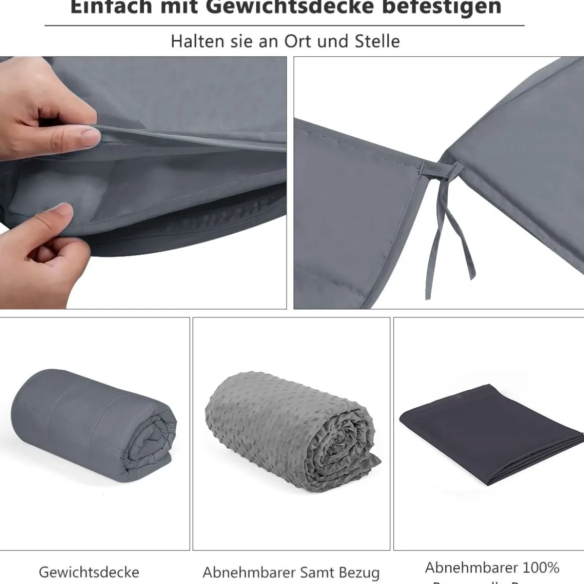 9,1 kg Gewichtete Decke Kuschelige Decke mit Premium-Glasperlen 203 x 152 cm Grau