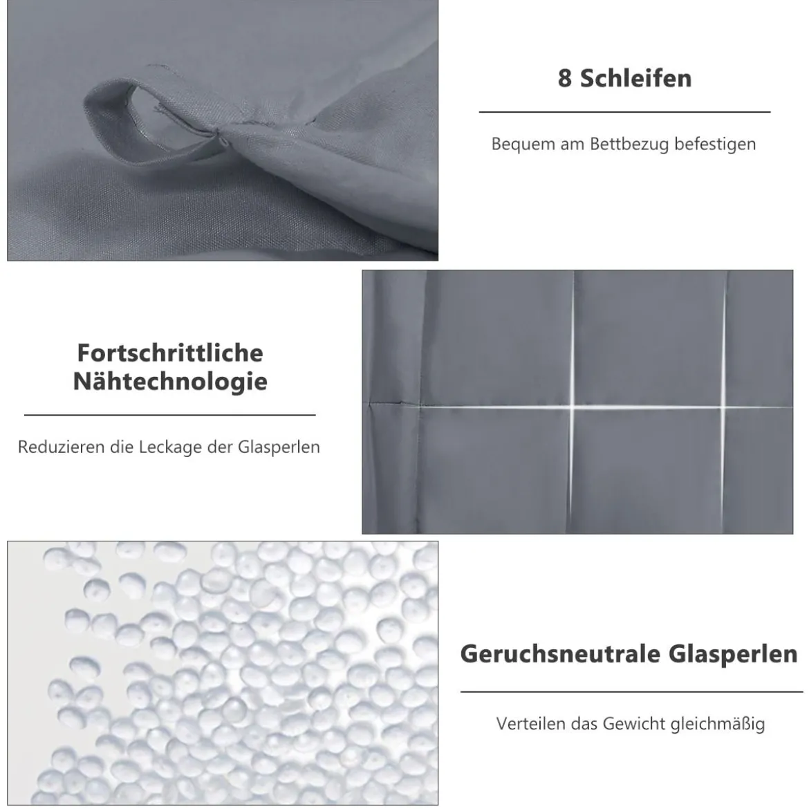 9,1 kg Gewichtete Decke Kuschelige Decke mit Premium-Glasperlen 203 x 152 cm Grau