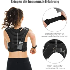 15KG Gewichtsweste Trainingsweste mit Reflexstreifen und verstellbarem Riemen Fitnessweste