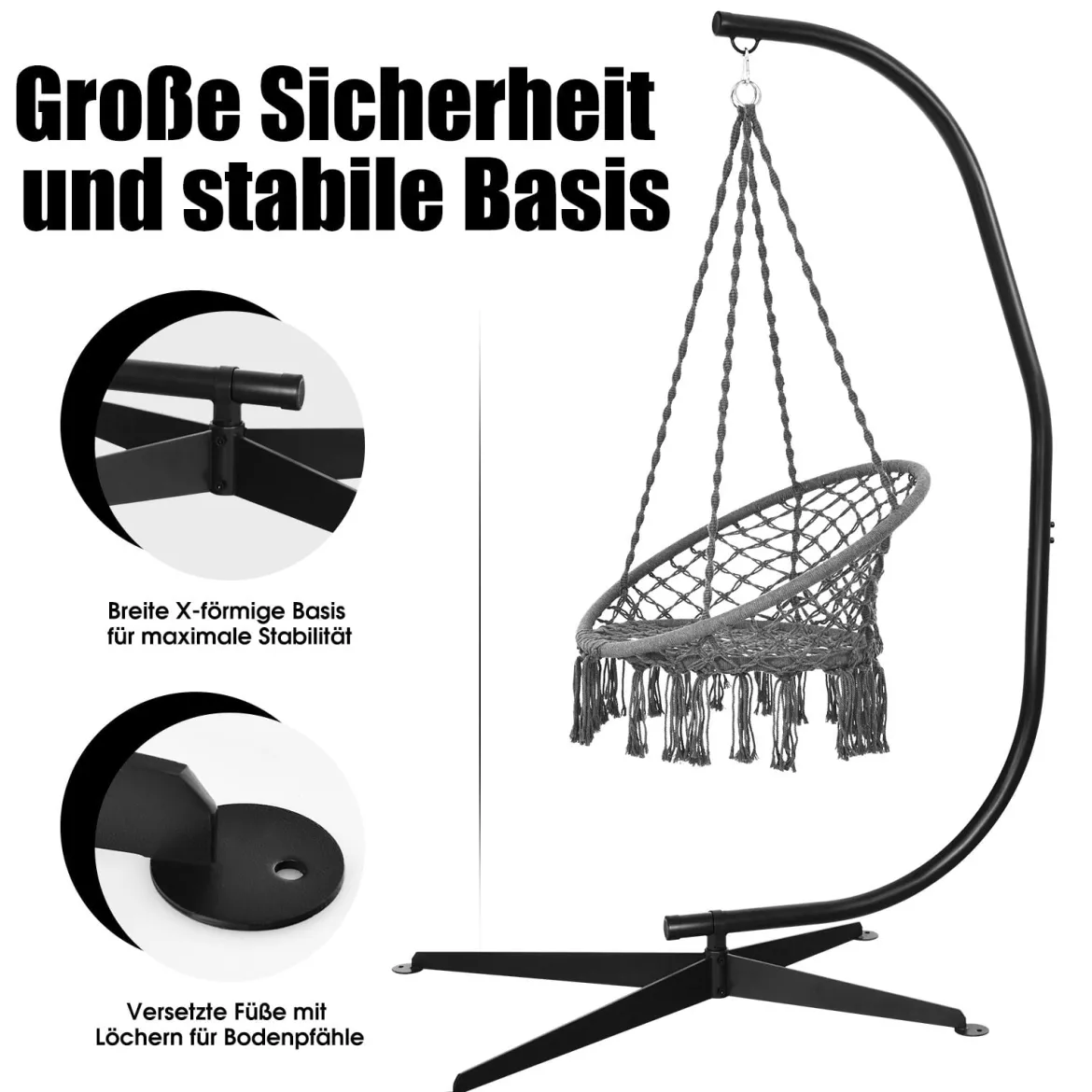 150kg Hängstühl Gestell Rahmen HängesesselgestellXXL 207cm Hängesitz ständer