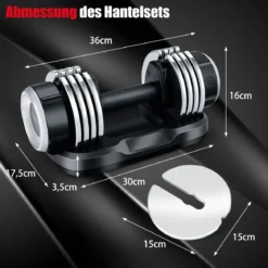 2,5 / 5 / 7,5 / 10 / 12,5 kg Kurzhantel mit Ständer und Gewichtsangabe Schwarz