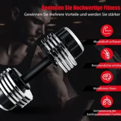 2,5 / 5 / 7,5 / 10 / 12,5 kg Kurzhantel mit Ständer und Gewichtsangabe Schwarz