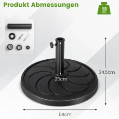 18 kg schwerer Schirmständer mit 54 cm Durchmesser für Schirmstangen von φ38/48 mm