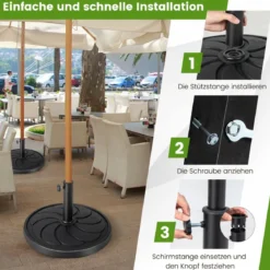 18 kg schwerer Schirmständer mit 54 cm Durchmesser für Schirmstangen von φ38/48 mm