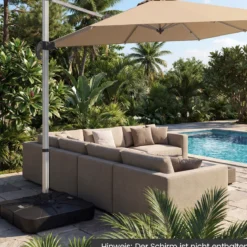 130 kg Sonnenschirmständer mit Rollen HDPE 84cm quadratisch füllbar für Garten Terrasse Poolbereich Schwarz