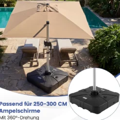 130 kg Sonnenschirmständer mit Rollen HDPE 84cm quadratisch füllbar für Garten Terrasse Poolbereich Schwarz
