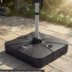 130 kg Sonnenschirmständer mit Rollen HDPE 84cm quadratisch füllbar für Garten Terrasse Poolbereich Schwarz
