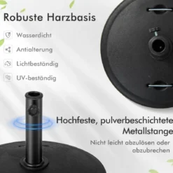 23 kg Sonnenschirmständer mit Rollen & Griffen Schirmständer für Schirmstangen von 38/48 mm Ø52 cm Marktschirmständer