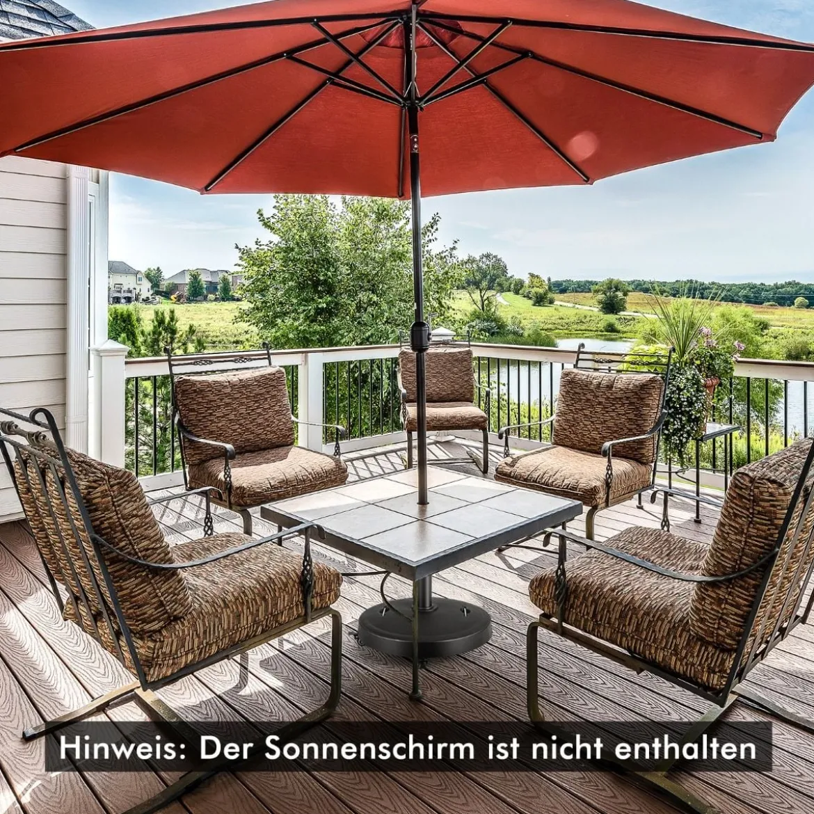 23 kg Sonnenschirmständer mit Rollen & Griffen Schirmständer für Schirmstangen von 38/48 mm Ø52 cm Marktschirmständer