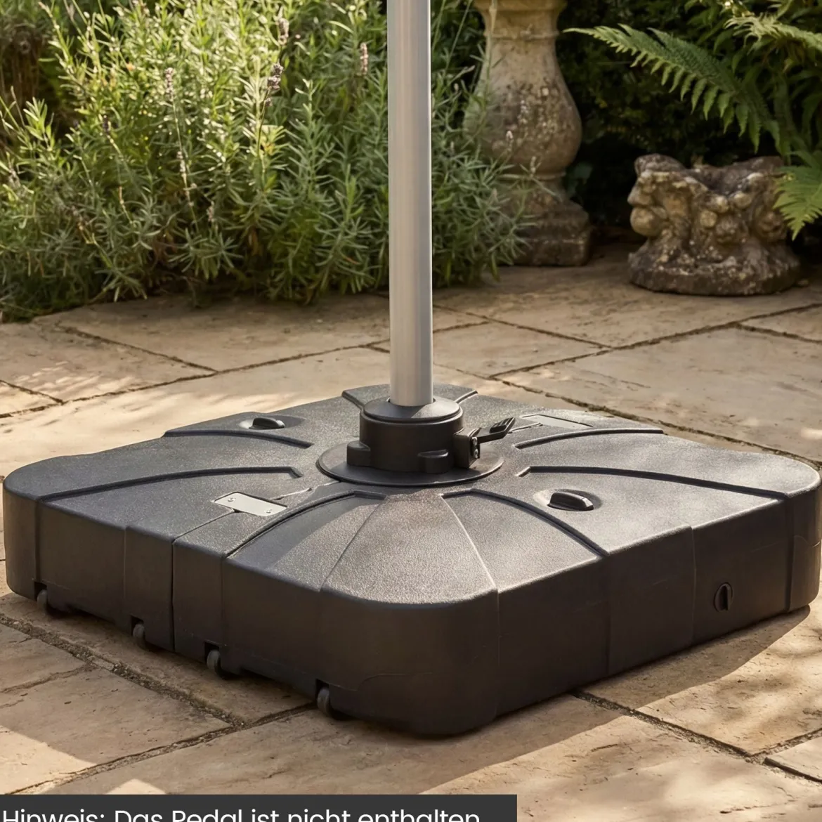 170 kg Sonnenschirmständer mit Rollen HDPE 88cm quadratisch füllbar für Garten Terrasse Poolbereich Schwarz