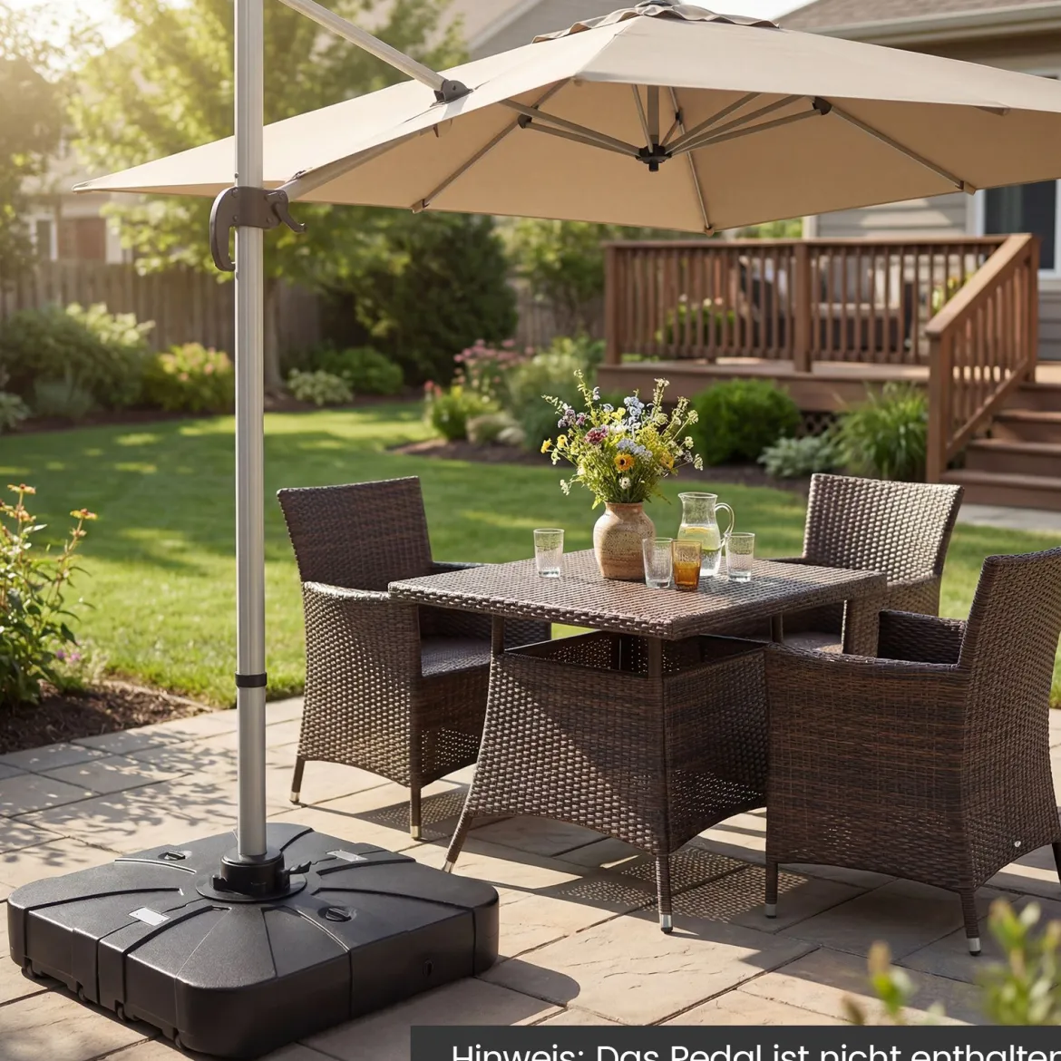170 kg Sonnenschirmständer mit Rollen HDPE 88cm quadratisch füllbar für Garten Terrasse Poolbereich Schwarz