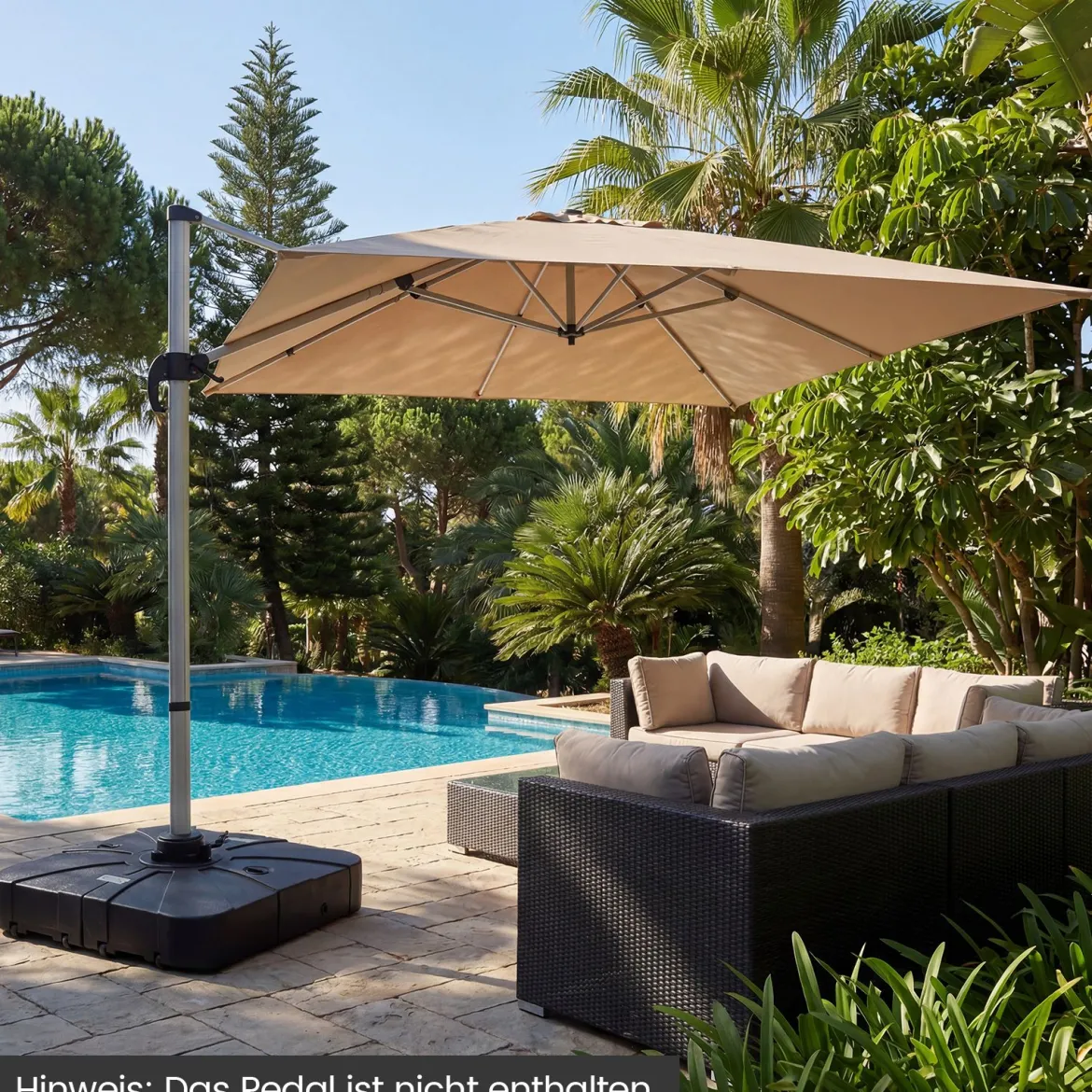 170 kg Sonnenschirmständer mit Rollen HDPE 88cm quadratisch füllbar für Garten Terrasse Poolbereich Schwarz