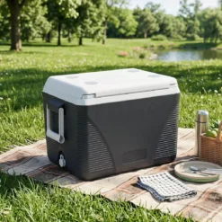 Kühlbox 41 L Thermobox ohne Strom bis 5-7 Tage Kühlung Isolierbox aus Kunststoff mit 4 Getränkehaltern