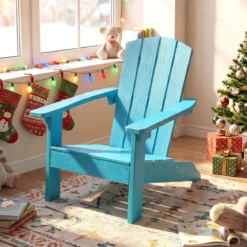 Kinder Adirondack Stuhl aus HIPS Gartenstuhl mit Ergonomischer Rückenlehne Türkis