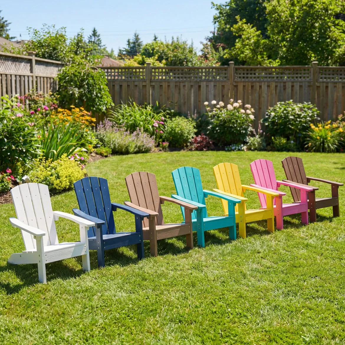 Kinder Adirondack Stuhl aus HIPS Gartenstuhl mit Ergonomischer Rückenlehne Braun