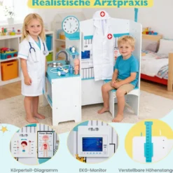 Kinder Arzt Spielset mit 27 Zubehörteilen Medizinisches Zentrum mit EKG Monitor Blau