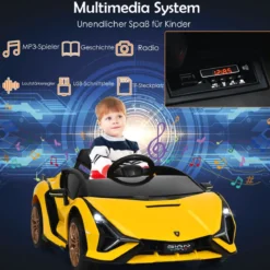 Kinderauto Batteriebetriebenes 12V Elektrofahrzeug Kinderfahrzeug 108 x 64 x 41 cm Gelb